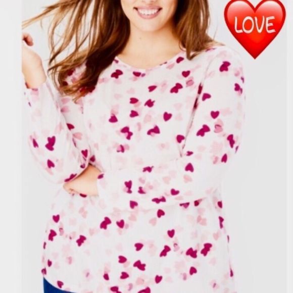 Pink Heart Valentine Print Top Plus Size - Picture 8 of 8